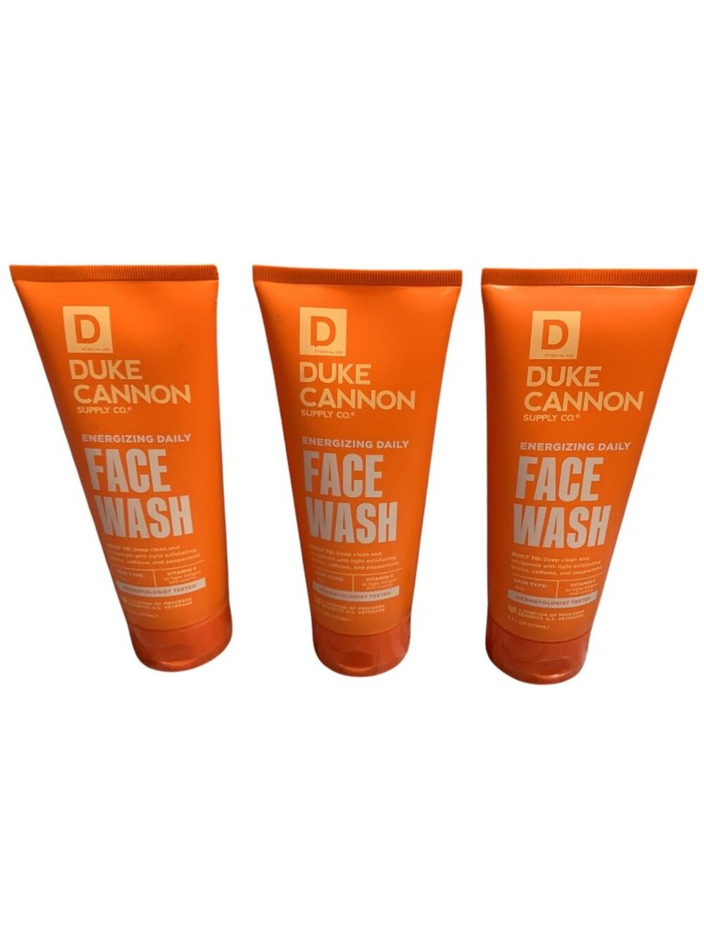 3x Duke Cannon Energizing Daily Face Wash Exfoliating Cleanser For Men 6oz